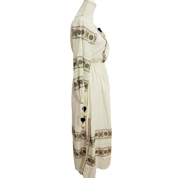 Loveshackfancy Isla Embroidered Boho Pop Pom Midi Dress $395 Size XS - Picture 5 of 12